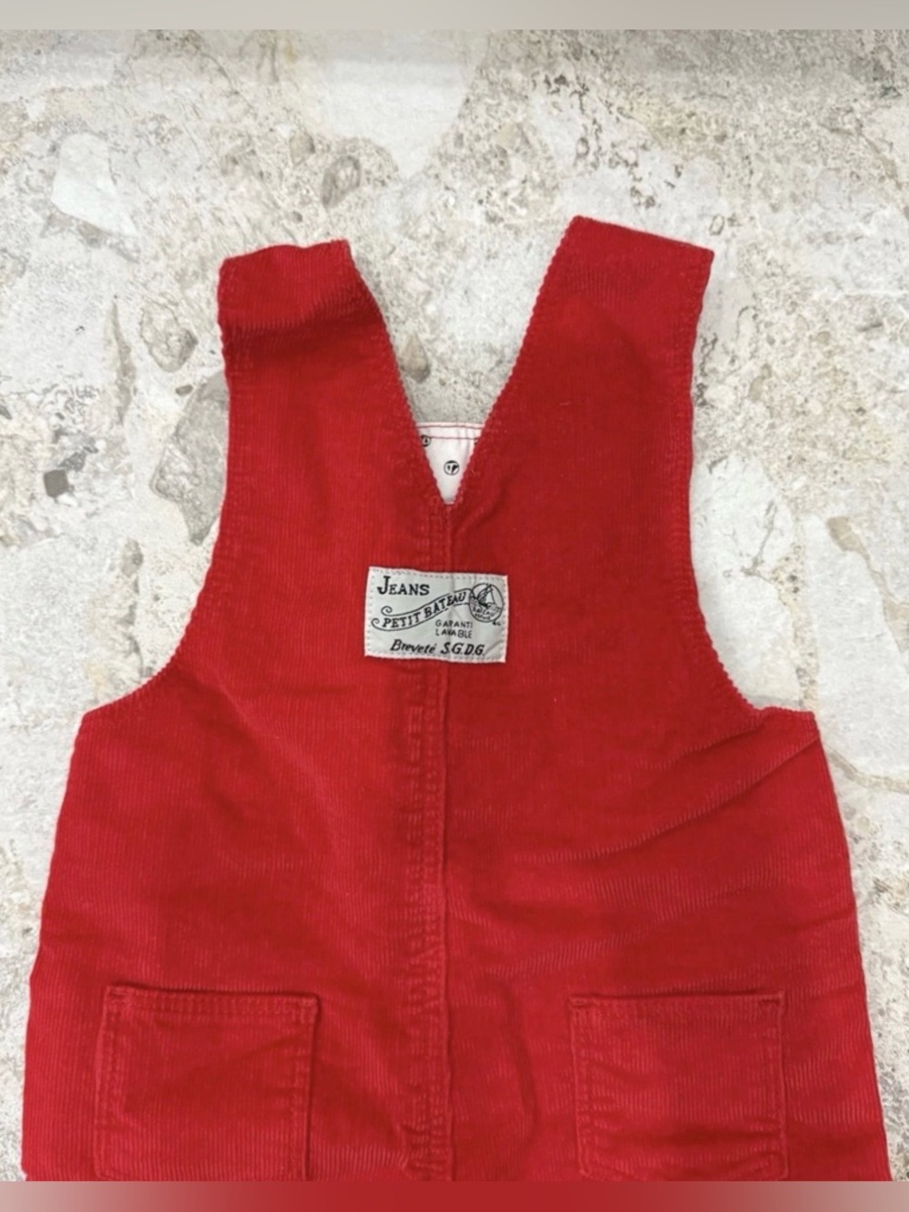 Petit Bateau Red Corduroy Infant Overalls Size: 6 months / 67 cm - Picture 5 of 8